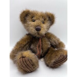 Vintage First & Main Minky Teddy Bear Plush Brown Long Fur Corduroy Paws 8" Toy
